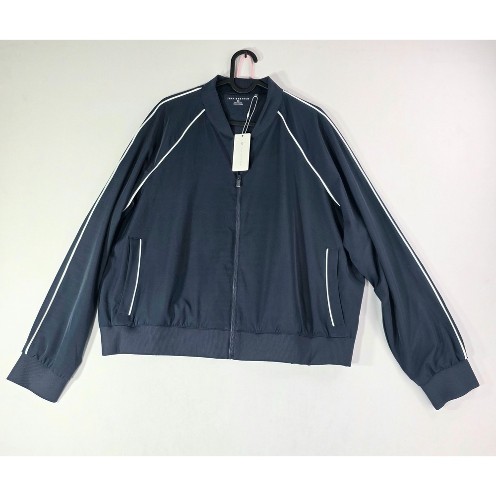 NWT Travis Mathew Opening Shot Bomber Jacket Mens XXL Navy Blue Full Zip A45761